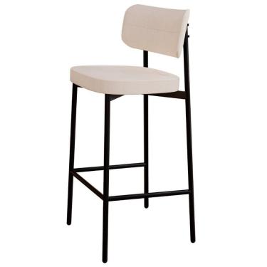 Imagem de Banqueta Alta Bar Estofada Ella M25 Linho Palha - Mpozenato