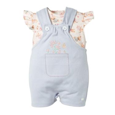 Imagem de Macacão Jardineira Bebê Menina Curto + Body Rosa Aurora- Hug