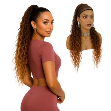 Imagem de Aplique Rabo de Cavalo Bio Vegetal Modelo Carol – 100% Fibra Futura, 70 cm, Textura de Cacho Aberto, Resistente até 180°C. Fácil Aplicação e Naturalidade Impecável. (Ombre Castanho/Loiro Mel)