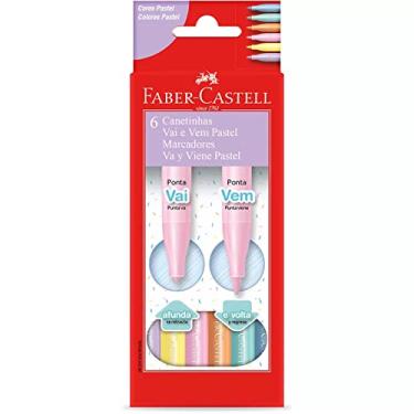 Imagem de Canetinha Vai e Vem Pastel 6 Cores, Faber-Castell, 15.0906VVZF, Multicor