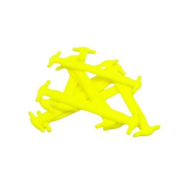 Imagem de Cadarço de silicone tênis infantil adulto flexível, sem amarras, prático, 8 pares (Amarelo)
