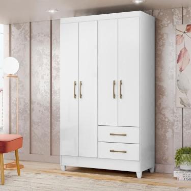 Imagem de Guarda-roupa 4 Portas 2 Gavetas Chile Branco Moval Branco