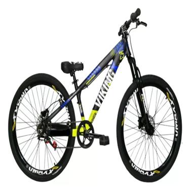 Imagem de Bicicleta Vikingx Preto Amarelo Aro 26 Single Wheeling Freio Hidráulico