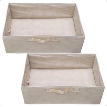 Imagem de Caixa Organizadora Dobrável para guarda Roupa Conjunto com 2 Unidades 42x28x14cm Bege