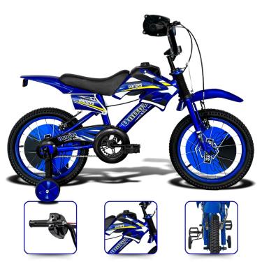 Imagem de Bicicleta aro 16 Infantil Motocross Azul Freio V brake Com som de Moto
