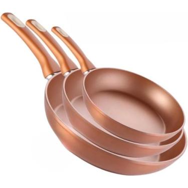 Imagem de Super Jogo 3 Frigideiras E 2 Tampas Vidro Titanium Cobre - Sweet Home