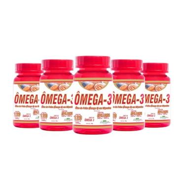 Imagem de Kit 5x Ômega-3 Óleo de Peixe Suplemento Alimentar, 600 Cápsulas, com EPA e DHA