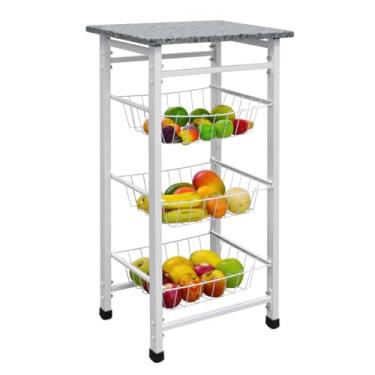 Imagem de Fruteira de chão cozinha Multiuso tampo de pedra marmore granito