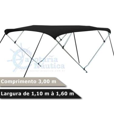Imagem de Capota Toldo Nautico 4 Arcos 3m Comprimento P/ Lanchas, Barcos de Alum
