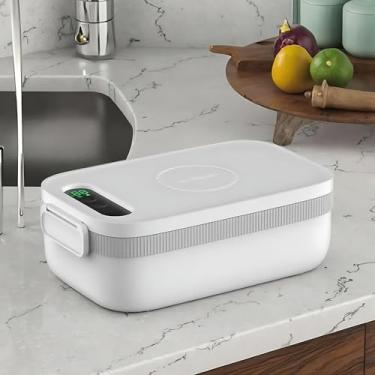 Imagem de Aquecedor de alimentos alimentado por bateria de 14000mAh - 5 ciclos de aquecimento, 4 temperaturas predefinidas, 7 temporizadores ajustáveis, pote removível de 1000ml de 304, design à prova de v