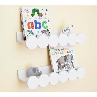 Imagem de CNK Conjunto De 2 Prateleiras Flutuantes Para Berçário, Montadas Na Parede, Quartos Crianças, Bebês E Crianças Pequenas, Estante Madeira Pinho Natural, Armazenamento Brinquedos Com Prateleira, Decor