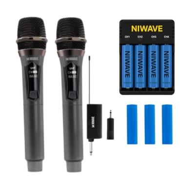 Imagem de Niwave Microfones Sem Fio, Kit com 2 Microfones, Recarregador e Baterias Extras, Ideal para Karaokê, Eventos, Podcasts