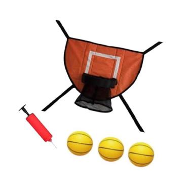 Imagem de Dynwave Conjunto de cesta de basquete para trampolim, acessórios macios para jogos de basquete, fácil instalação para a maioria dos trampolins, Basquete Amarelo
