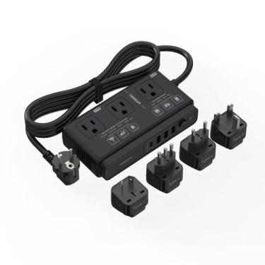Imagem de Conversor de tensão TESSAN 220V a 110V com 4 tomadas USB 3 AC