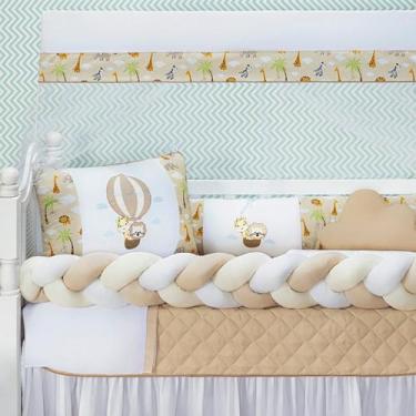 Imagem de Kit Berço Trança Safari Marinho Menino 11 Peças Com Saia - De Luca Enx