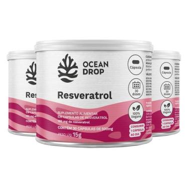 Imagem de Kit 3 Resveratrol Ocean Drop Vegano 30 Cápsulas