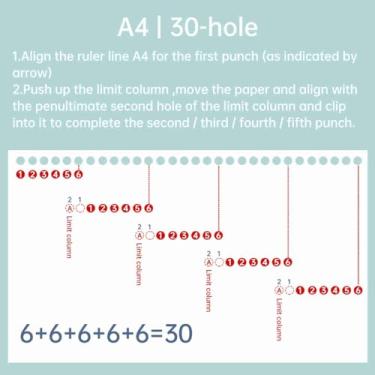 Imagem de 6 Orifícios Punch Punch Mini Portátil Perfurador 3 Capacidade de Folhas para Planejadores A4 B5 A5 (Transparente)