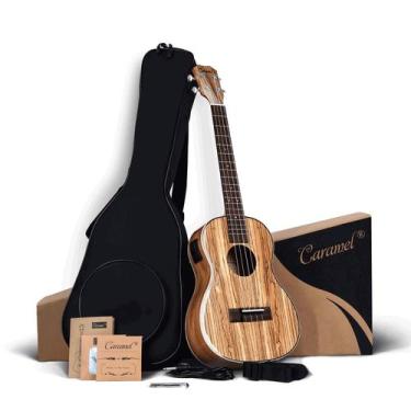 Imagem de Ukulele elétrico Caramel CB103 Zebra Wood Barítono 76cm LCD
