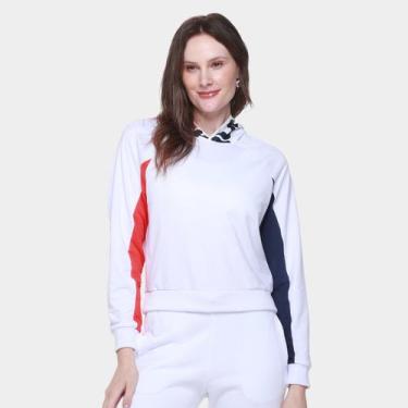 Imagem de Moletom Com Capuz Fila Color Block Letter Feminino, Branco, Vermelho, 