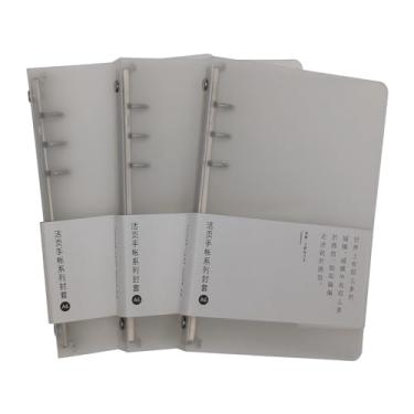 Imagem de Pacote com 3 capas de fichário de PVC A5 A6 B5, 6 anéis, 9 anéis, capas de fichário de PVC recarregáveis, protetor de fichário de folhas soltas (A6, pacote com 3 brancas)