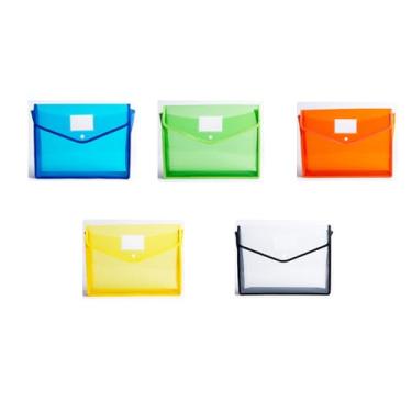 Imagem de aoozleny Pasta de documentos de alta capacidade com fecho de botão, envelope de plástico impermeável, conjunto de 5 cores, tamanho A4