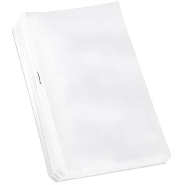 Imagem de TYH Supplies Pacote com 100 protetores de folhas transparentes de tamanho ofício | Protetores de página de documentos de plástico sem brilho de 21 x 35 cm | Mangas de plástico para carregador superior