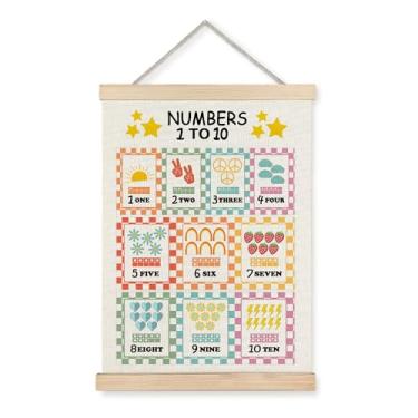 Imagem de BitKan Pôster de arte de parede em tela para pendurar com números de 30,5 x 40,6 cm - Decoração de parede de sala de aula, decoração de parede de berçário, números de 1 a 10, pôster de arte de parede