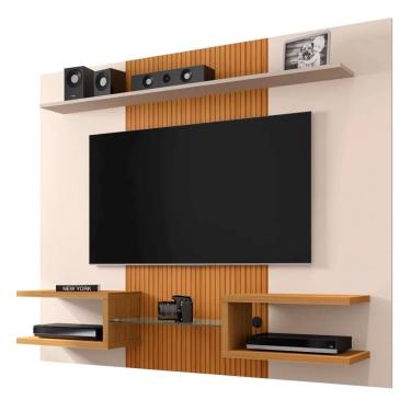 Imagem de Painel Suspenso Para Tv Até 55 Polegadas Atlas Off White/cinamomo/ripado - Bechara