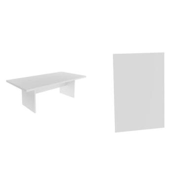 Imagem de Kit com Mesa para Reunião 6 Lugares e Painel para Tv até 37 Polegadas Branco