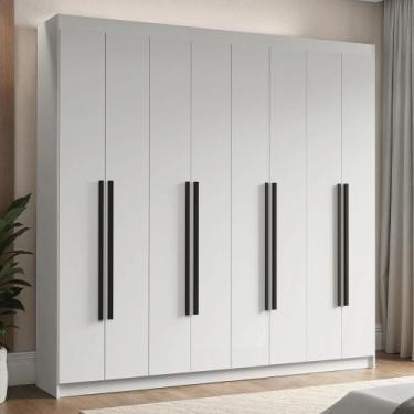Imagem de Guarda-Roupa Casal 8 Portas Batentes Branco/Branco/Preto Venus Madesa,