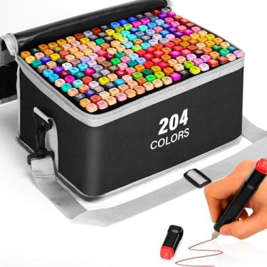 Imagem de Canetas para Pintar Bobbie Goods, Caneta Touch 204 Cores, para Livro de Colorir, Marcador - Canetinhas Ponta Dupla, Secagem Rápida, Base de Álcool, Não Tóxicas - Para Presente Criativo Antiestresse