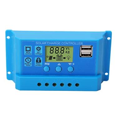 Imagem de Controlador de carga solar PWM LCD Display Parâmetro ajustável 12V 24V Painel solar Regulador de carga com saí USB para o barco marinho do RV Off System de grade azul (10a)