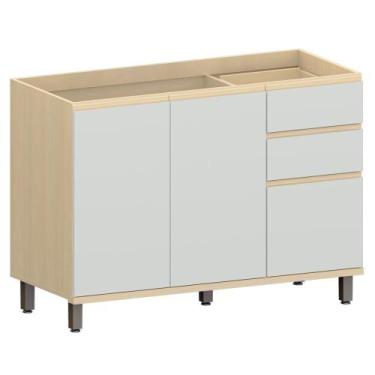 Imagem de Balcão de Cozinha Para Pia 120cm Pierre Carvalho/Cinza L01 - Mpozenato