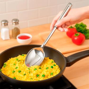 Imagem de Colher Para Servir Arroz Original Line Oriente Grande 32cm Aço Inox Mu