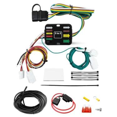 Imagem de Qnbes 56434 Chicote de fiação de reboque de 4 pinos adequado para Toyota RAV4 2019-2024 RAV4 Prime 2021-2024 Mitsubishi Outlander PHEV 2023-2024, conector T simples plug-in, conector de luz de reboque