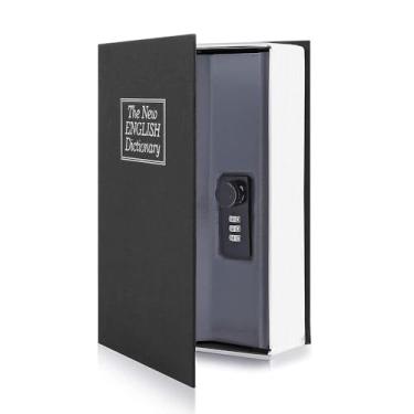 Imagem de Trava de combinação segura para livros, caixa secreta Luhuanx Diversion para joias de dinheiro, cofre de livros falsos, cofre oculto secreto, 24 cm x 15,7 cm x 5,5 cm (preto)
