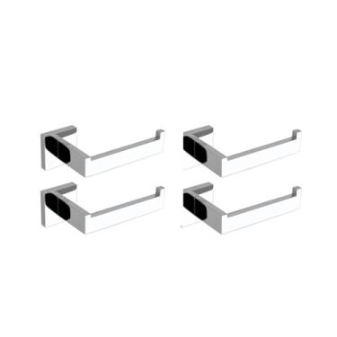 Imagem de Conjunto de acessórios para banheiro em aço inoxidável cromado - Inclui toalheiro, barra de toalha, porta-lenços e gancho para roupão para decoração de banheiro (4 suportes de papel A)