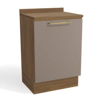 Imagem de Balcão 60cm com Tampo 1 Porta Botanic Kappesberg - Nogueira/Fendi