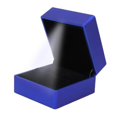 Imagem de Diydeg Caixa de Anel Com Luz LED, Caixa de Presente de Exibição de Jóias para Proposta, Engajamento, Casamento, Estojo de Anel para Proposta, Aniversário, Cerimônia, Doação de Presentes (Azul)