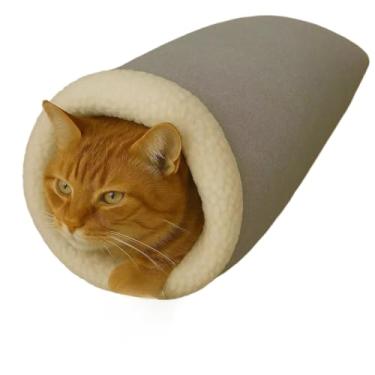 Imagem de Saco de dormir para gatos Saco de dormir de pelúcia Cama de pelúcia para animais de estimação Aconchegante e confortável(Cinza)