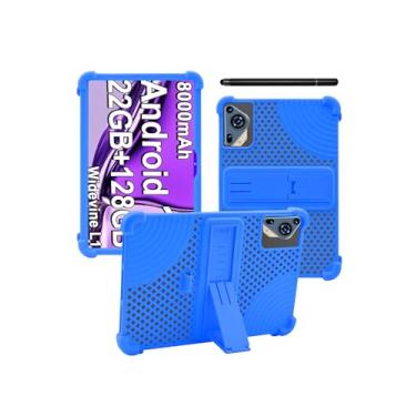 Imagem de Capa para tablet SKYEGG K11 2025 Android 14 de 10 polegadas, design WUNIAK oco nas costas, dissipação de calor, à prova de choque, leve, com suporte ajustável, capa macia para crianças, azul celeste