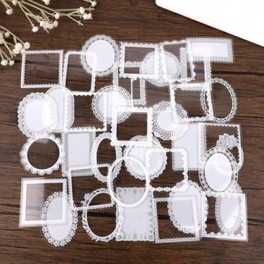Imagem de Tinoaly 150pçs Adesivos Renda Transparente, Decalques de PET Recortados à Prova d'Água para Scrapbooking Decoração Faça Você Mesmo Porta Retratos para Cadernos Artesanais Álbum de Fotos
