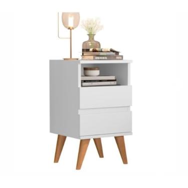 Imagem de Mesa de Cabeceira Retrô Pop com Design Organizado da cor branca