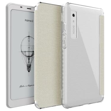 Imagem de TUDIA Capa SKN Flip V2 projetada para Onyx Boox Palma 2 – [Tecnologia aprimorada de despertar/hibernar automaticamente] à prova de choque fina transparente TPU traseira com capa de couro texturizado