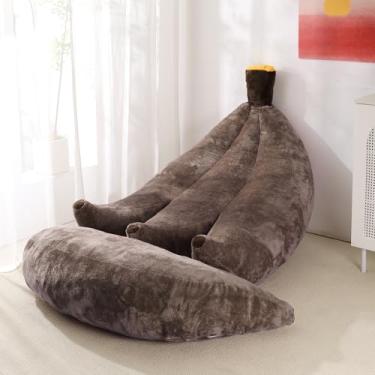 Imagem de IEVENW Cadeira de pufe banana com otomano, sofá-cama de chão com apoio para os pés, espreguiçadeira conversível confortável para adultos, sofá de pelúcia para quarto, sala de estar ou dormitório