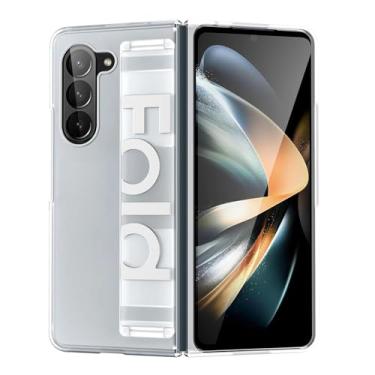 Imagem de Capa para Galaxy Z Fold6 com pulseira elástica e alça de silicone anti-queda (para Galaxy Z Fold6/branco fosco)