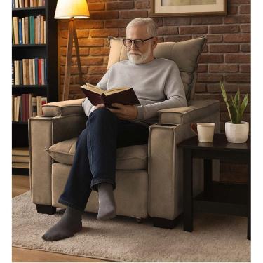 Imagem de Poltrona Papai Reclinável porta Copos Pulse Carregador usb Capuccino