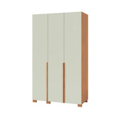 Imagem de Guarda-Roupa Solteiro Afrodite 100% MDF 3 Portas 2 Gavetas Off White e Freijó