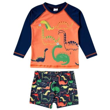 Imagem de Conjunto Praia Infantil Proteção UV 50+ Dinossauros Marinho Tip Top