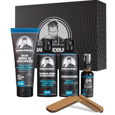 Imagem de Kit Barba Robusta De Shampoo Condicionador Balm Óleo Pente